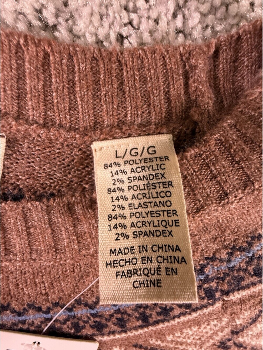 Weatherproof Vintage Women's L Fair Isle Crewneck Sweater Copper Polyester NWT - Picture 3 of 13